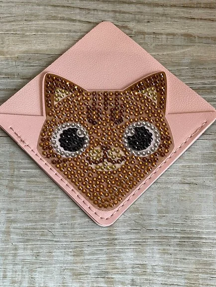 Whimsical Cat Leather Bookmark