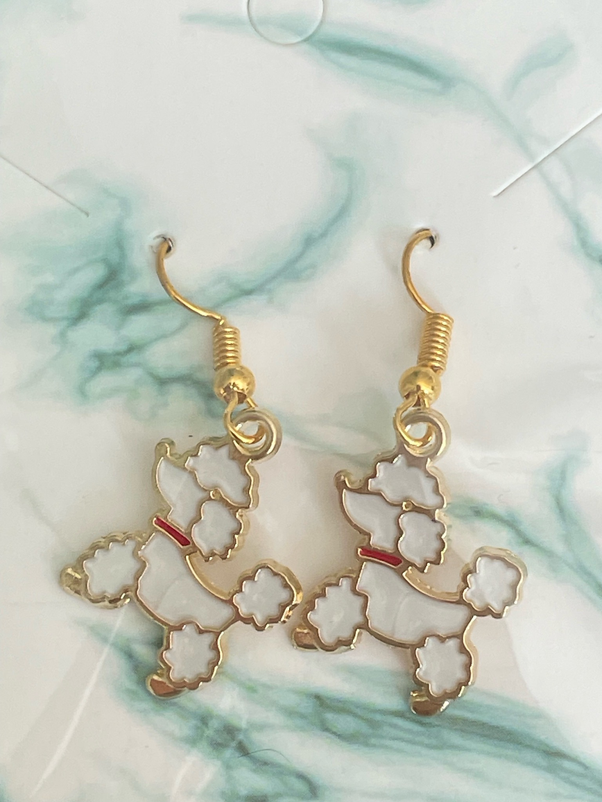 Charming Poodle Enamel Earrings