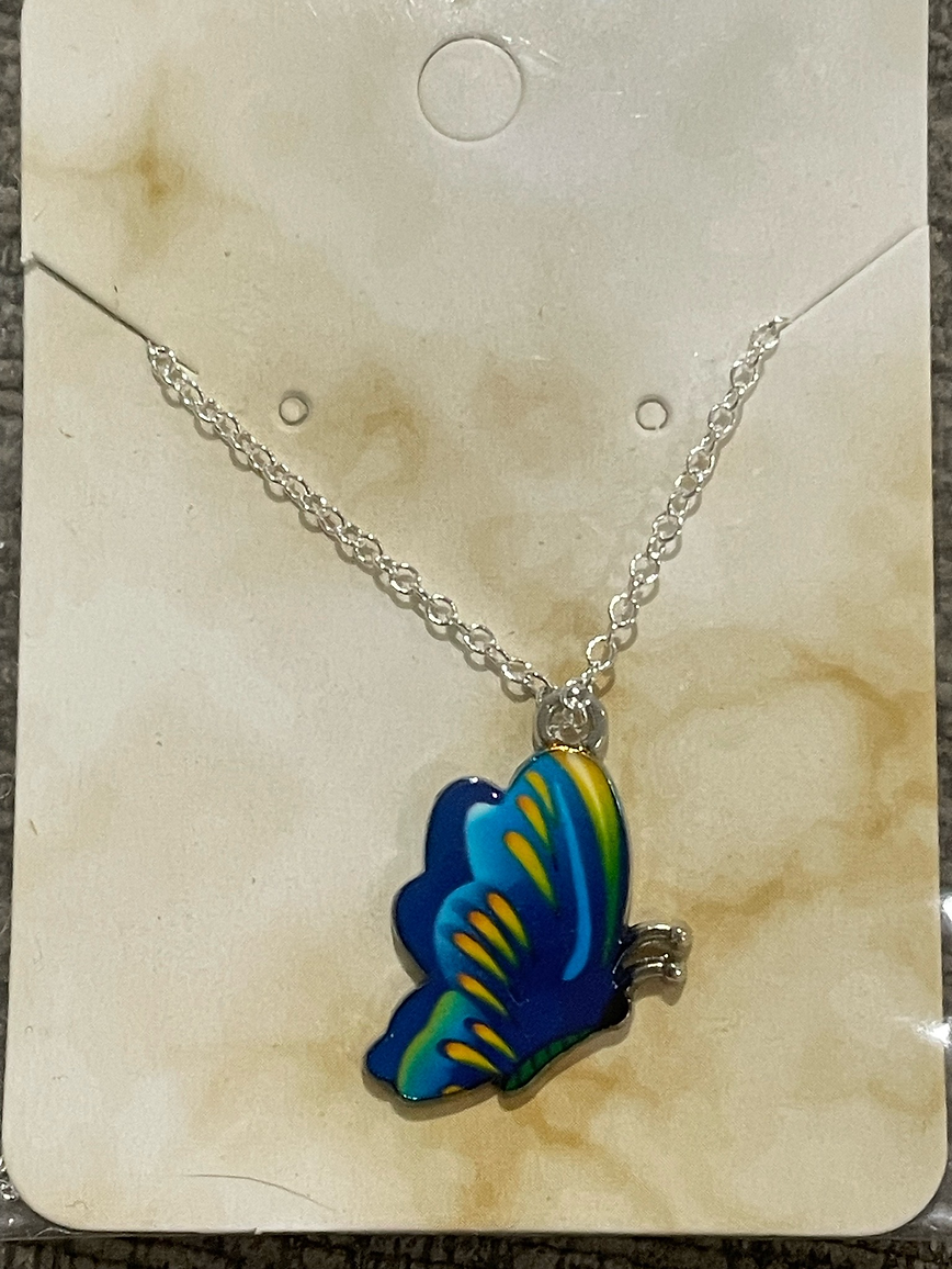 Blue Enamel Butterfly Necklace