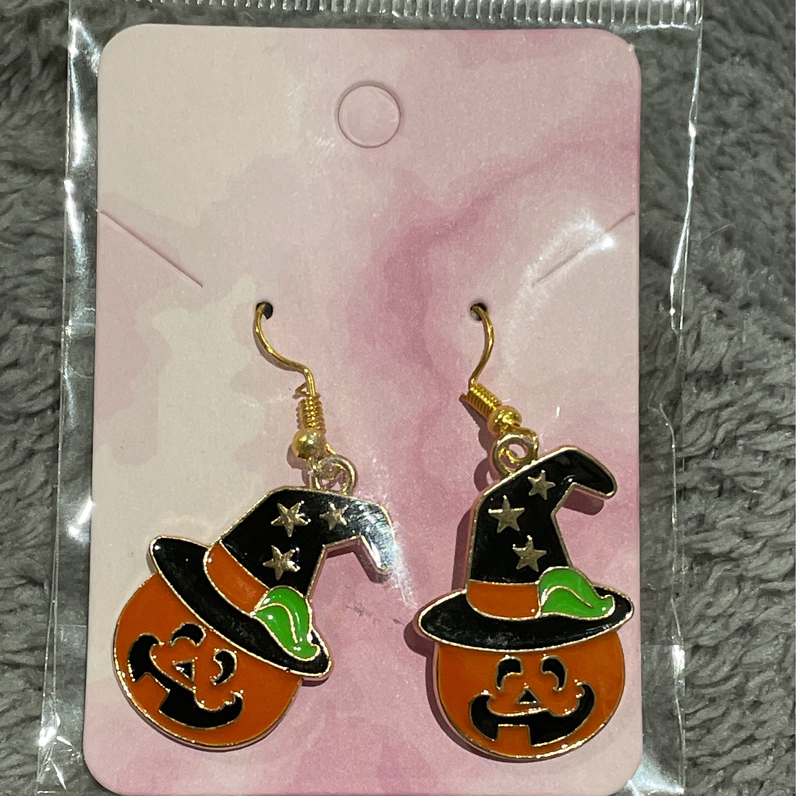Whimsical Pumpkin Witch Hat Earrings