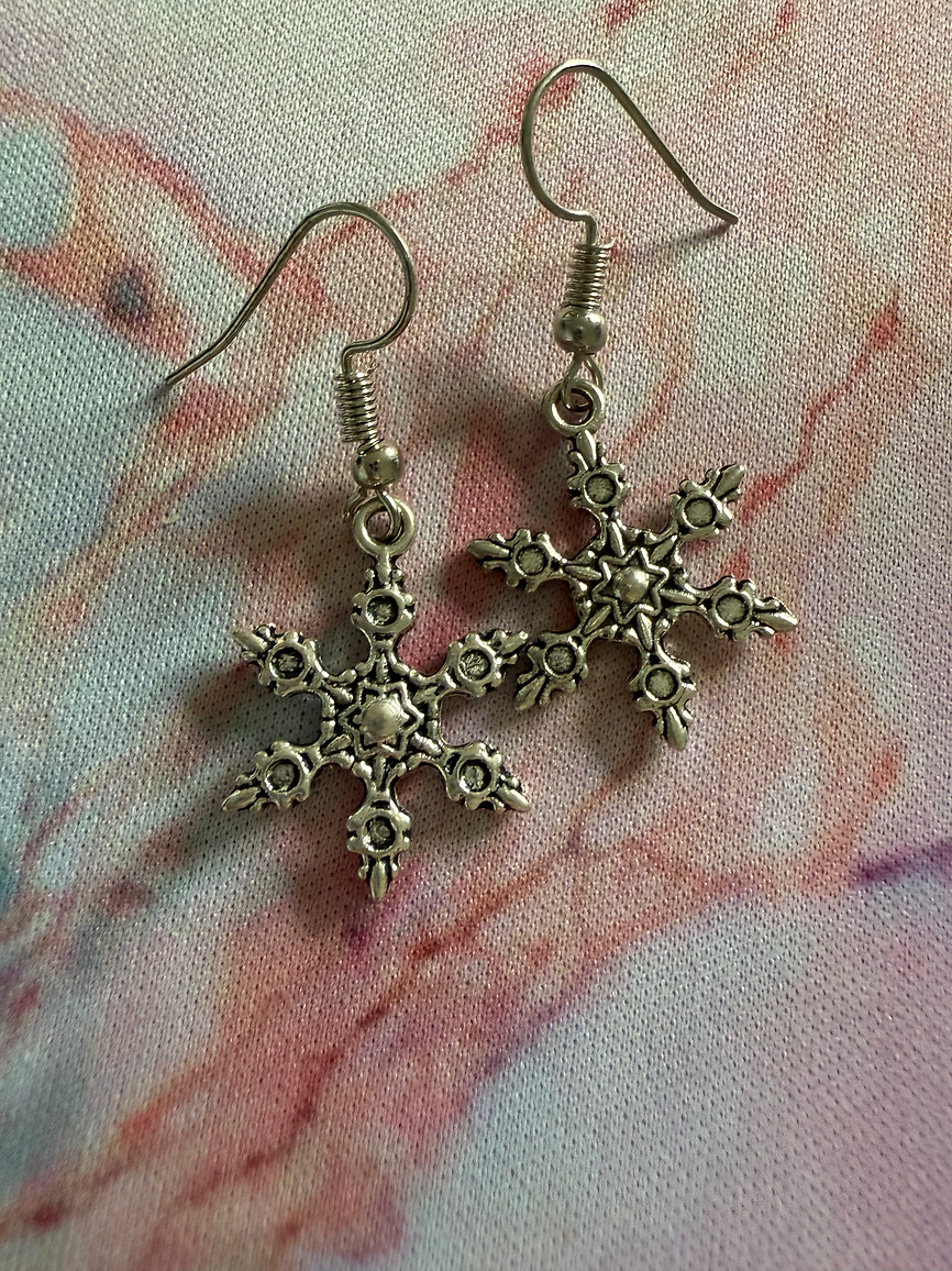 Sterling Silver Snowflake Earrings