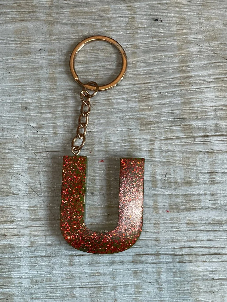 Sparkling 'U' Glitter Keyring