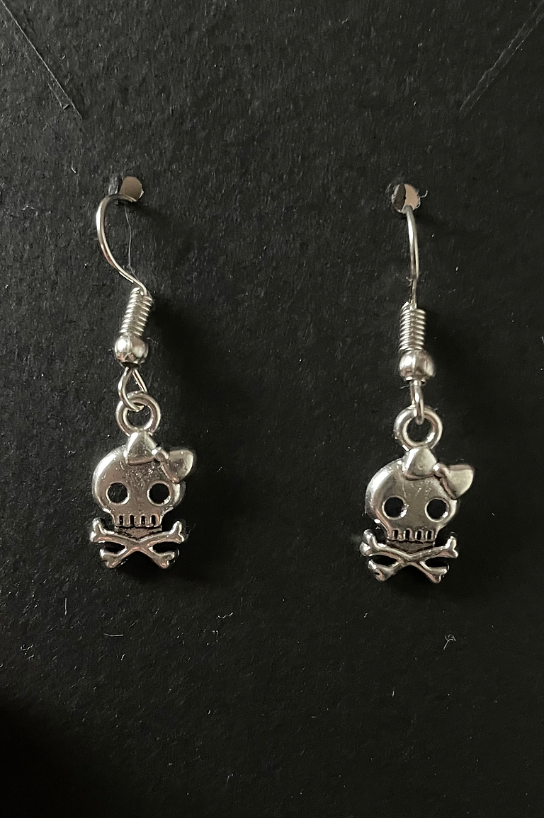 Skull & Crossbones Earrings with Bow
