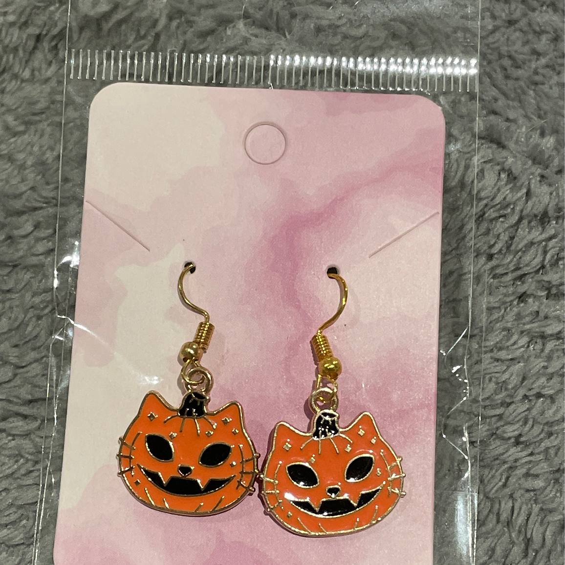 Halloween Pumpkin Cat Earrings