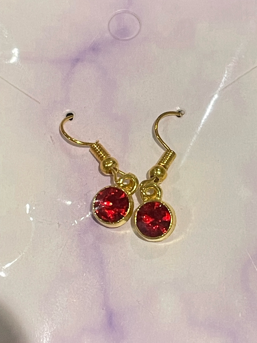 Radiant Red Stone Drop Earrings