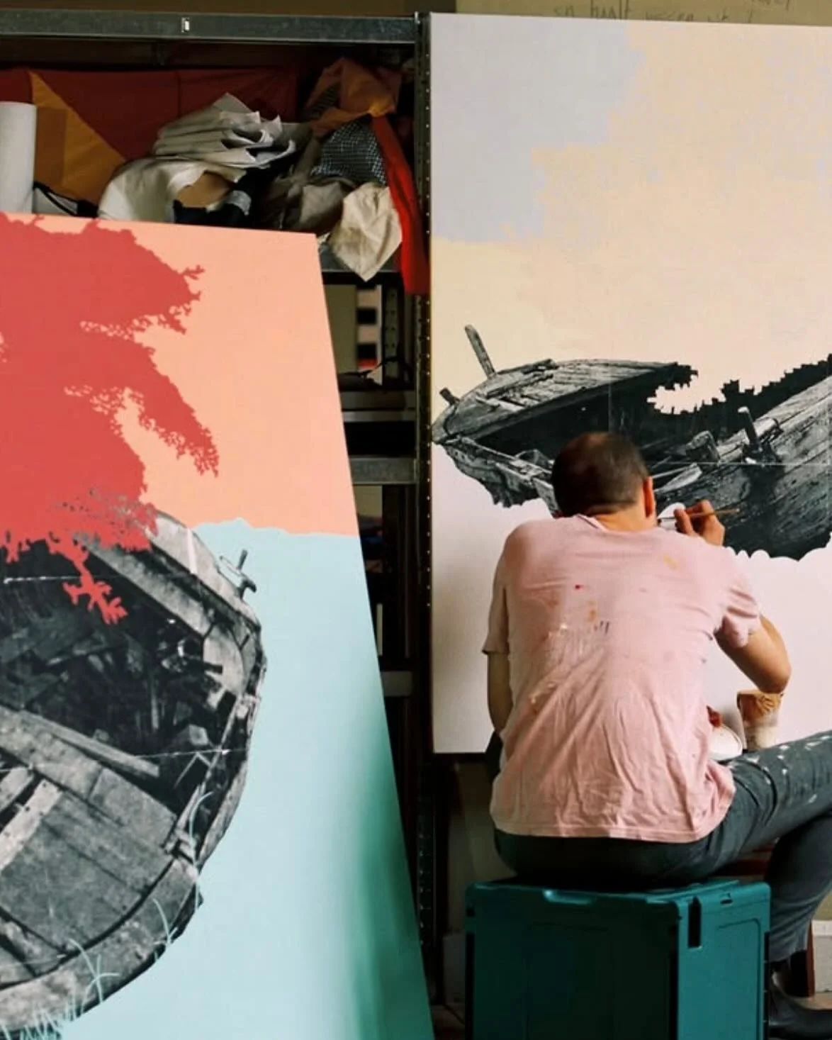 Mayday-  used as a distress signal at sea- but did you know it is derived from the French &ldquo;m&rsquo;aidez&rdquo;? This is the title of the debut exhibition held on our boat, by artist @toon.jans with his paintings. @toon.jans has created his fir