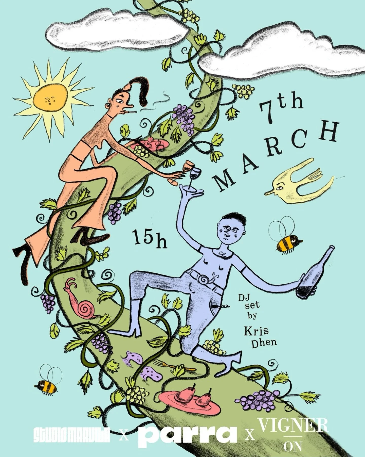 This Saturday, March 7, from 15:00, we&rsquo;re hosting an event in collaboration with @parra_bistro brining in some of their delicious signature dishes alongside @vigner.on , featuring our pick of their incredible wine selection 🍇

DJ set by Kris D