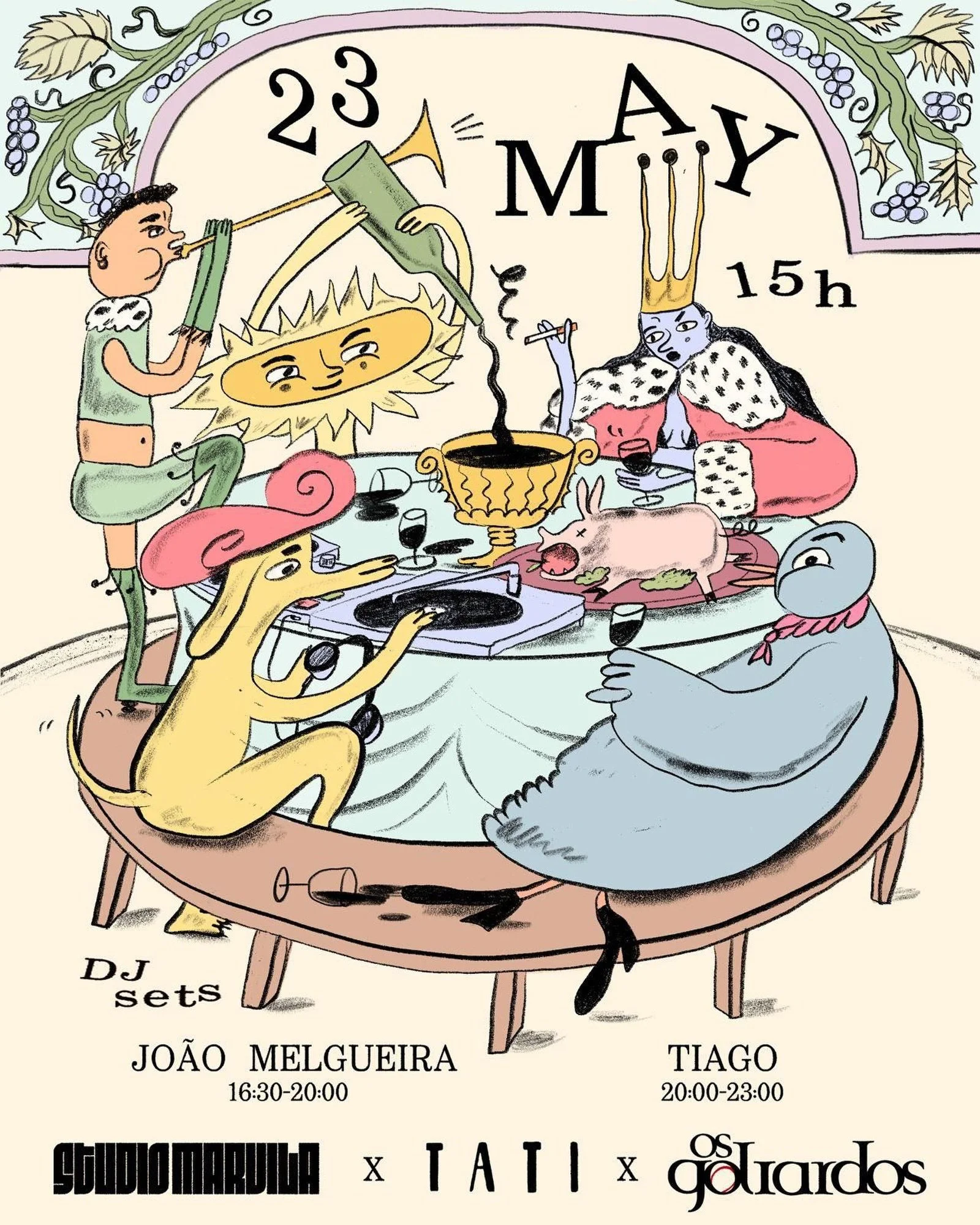 This Saturday we&rsquo;re teaming up with our dear friends from @tati_tati_lisboa &amp; @osgoliardos !!

@buena_mandarina from Tati will be cooking up some super tasty dishes, and we&rsquo;ll have a delicious wine selection by Os Goliardos flowing al