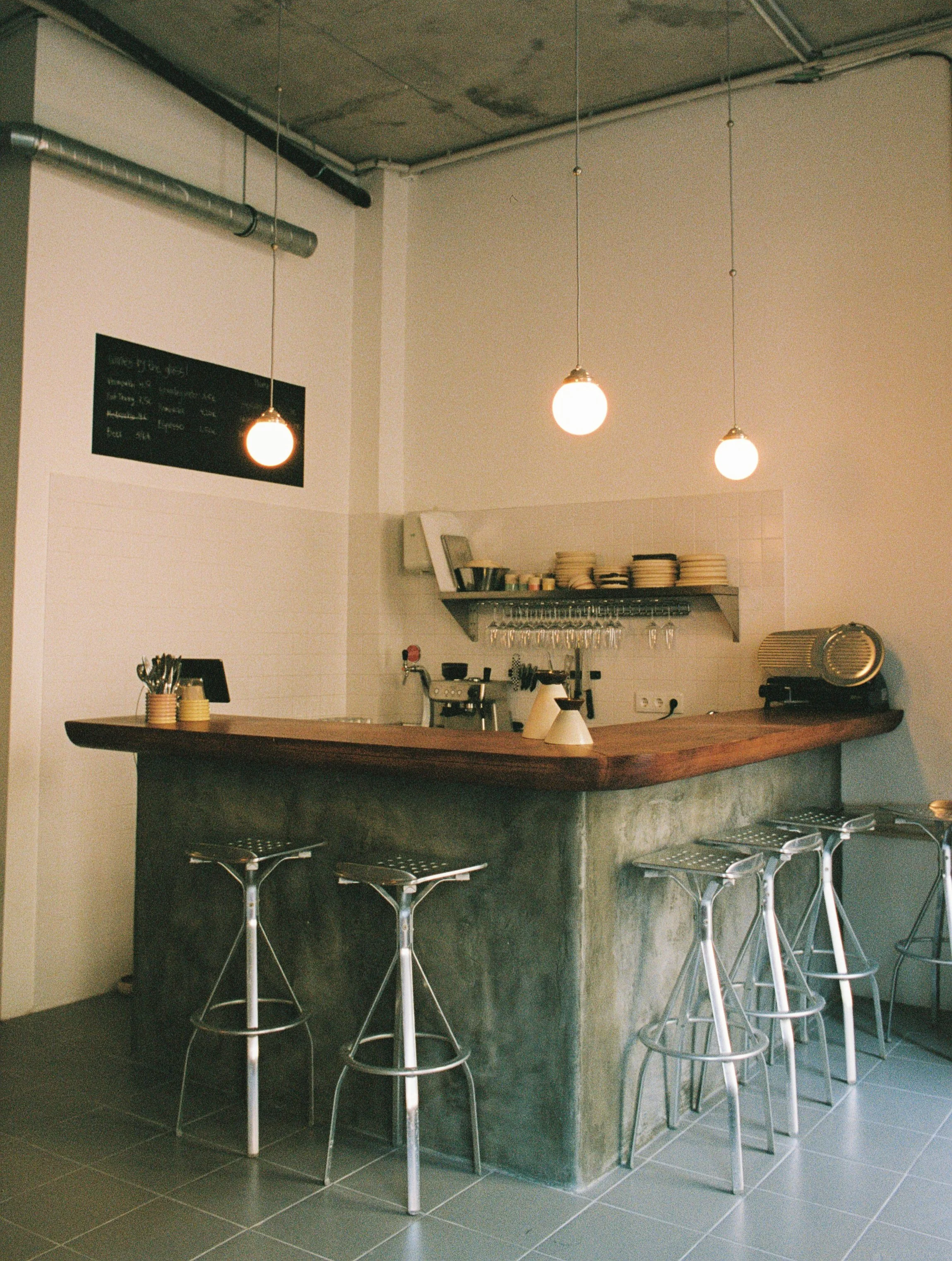 Interior of our modern natural wine bar in Studio Marvila in Lisbon, Portugal