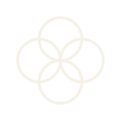 Five interlinked white circles on a black background.