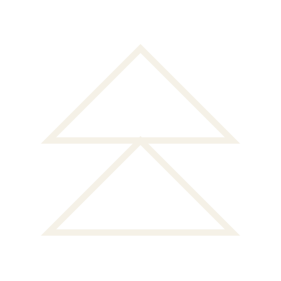 Two white outlined triangles, one upside down, on a black background.