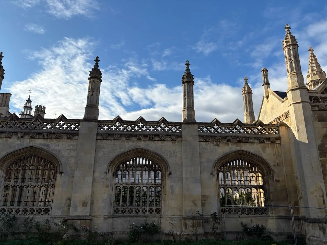 The front of King's College, Cambridge, showing the stone screen which was built in the 19th Century. 