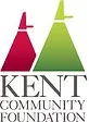 Logo of the Kent Community Foundation featuring stylized green and burgundy trees with the organization's name.