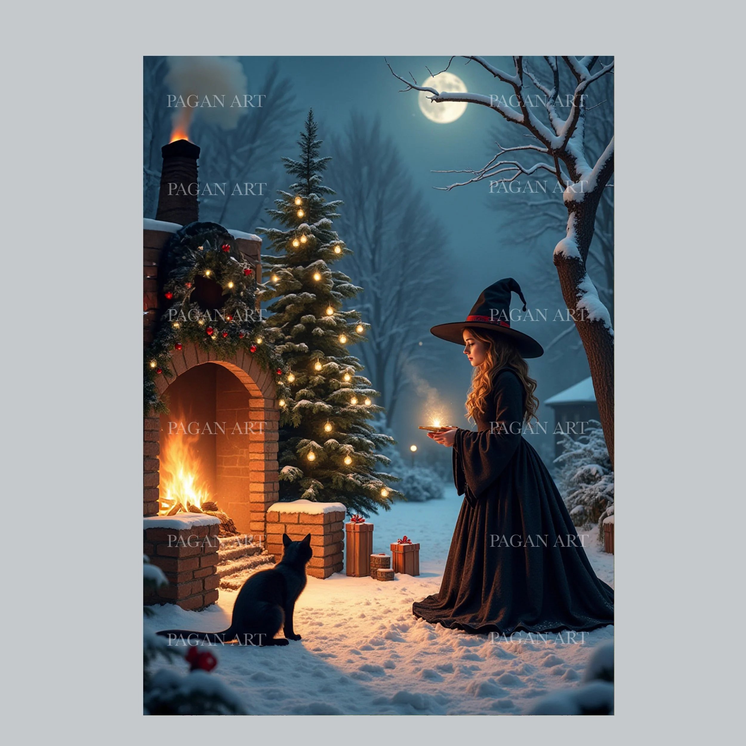 Cat and Witch at Christmas