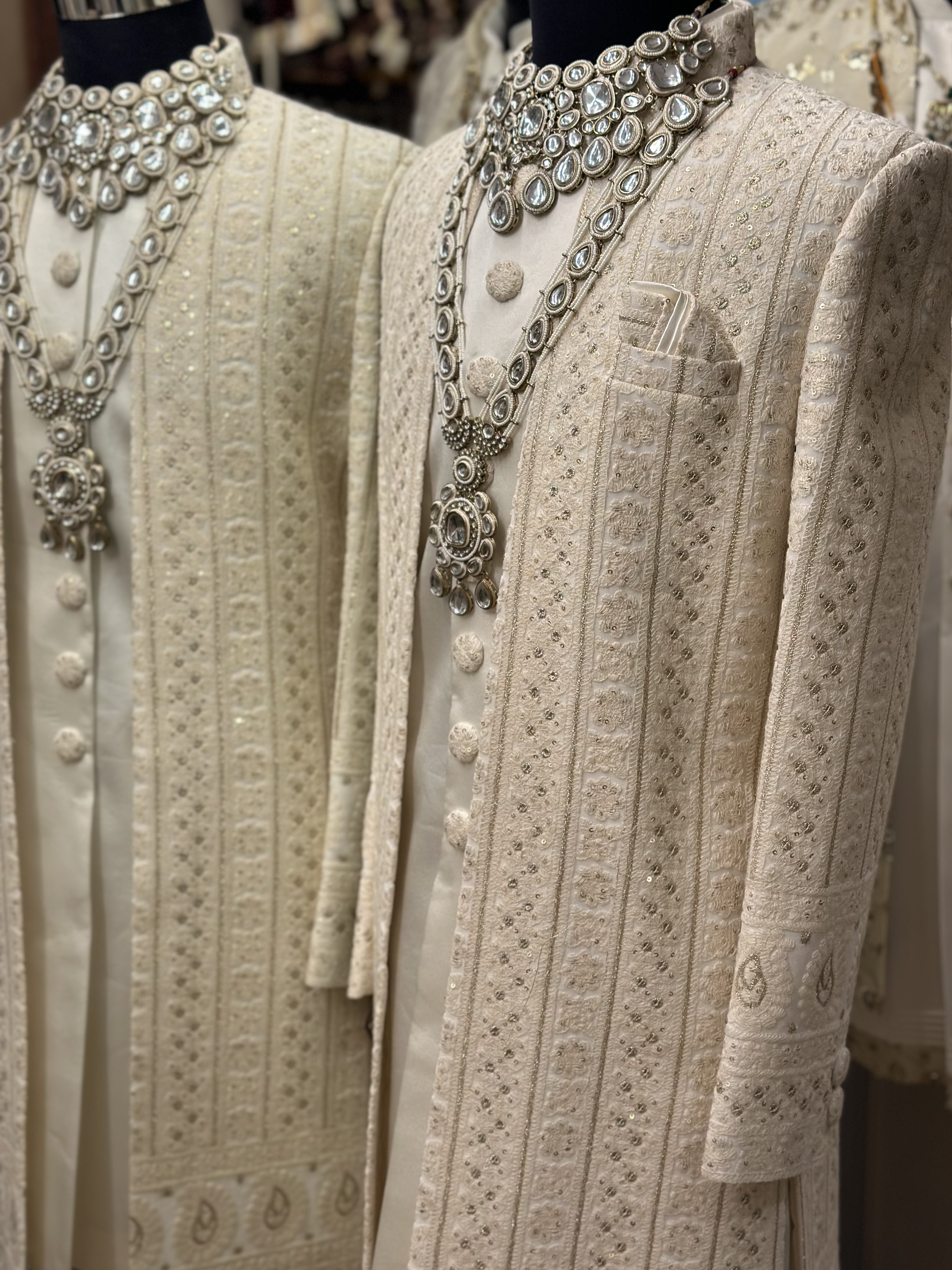 Ivory White Embroidered Sherwani | Royal Indian Groom Wedding Wear