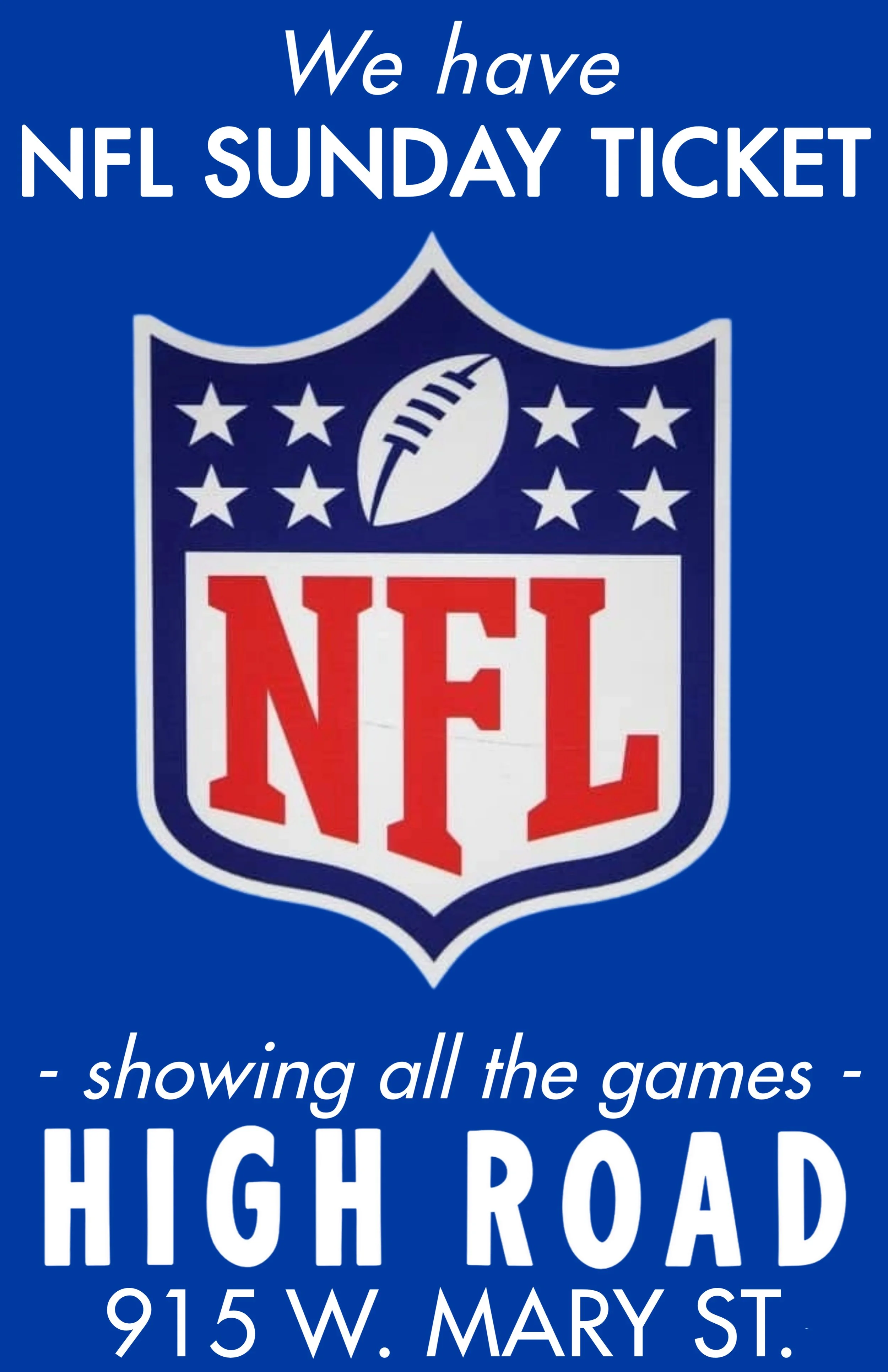 NFL Sunday Ticket Football games shown here daily. 