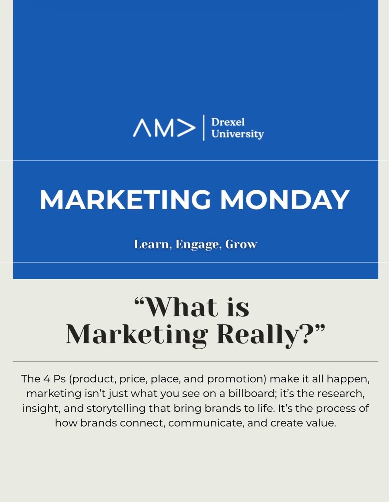 Kicking off our new weekly series where we break down core marketing concepts, tackle interactive questions, and share career advice. 

This week, we&rsquo;re starting with the foundation: What Marketing Really Is. 

Learn, engage, grow with AMA Drex