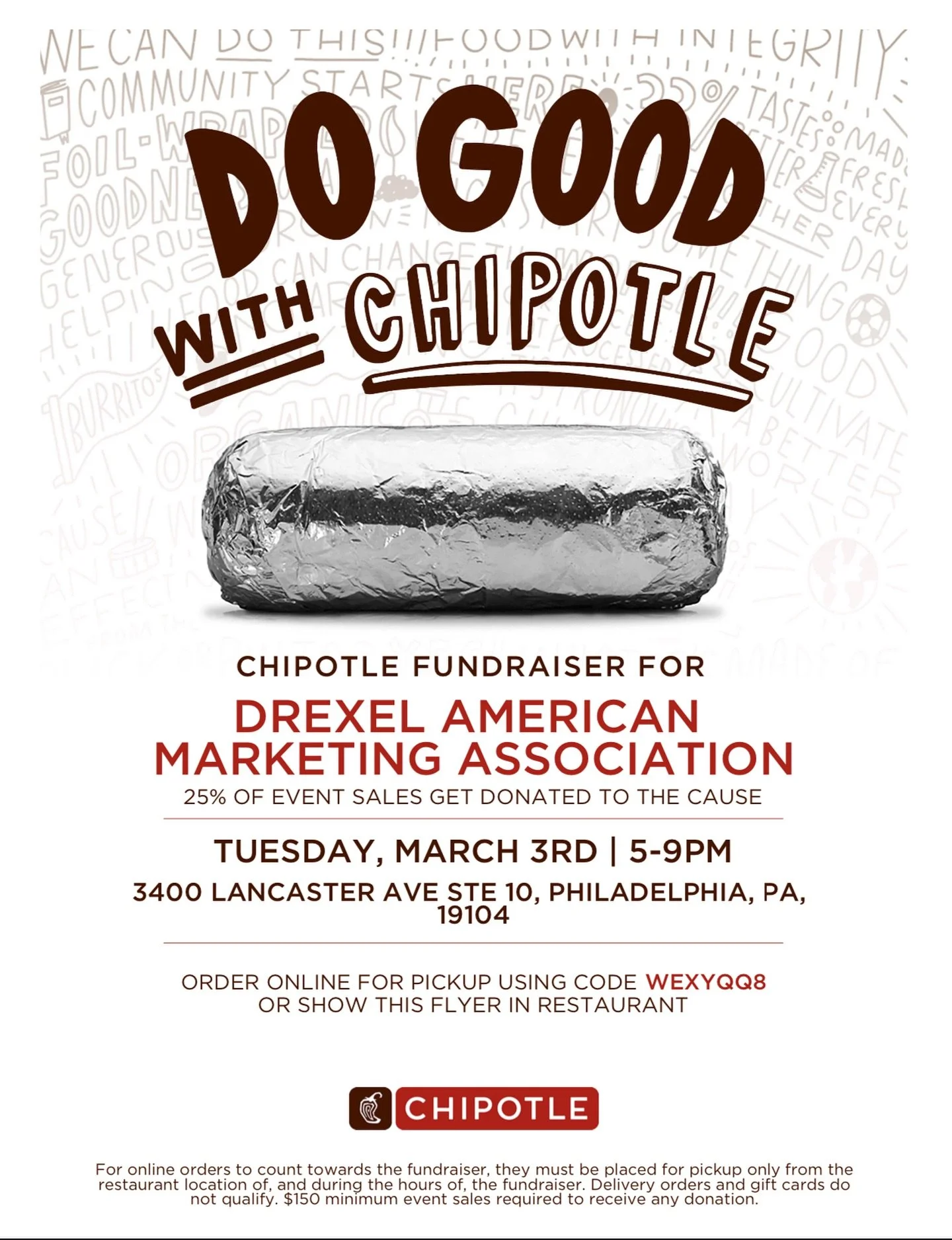 Your bowl = Our next big event 📊🌯

Join AMAD for our Chipotle fundraiser on Tuesday, March 3rd from 5-9PM!

Swing by @chipotle, grab your go-to bowl, and a portion of your order will support our events, networking opportunities, and professional de