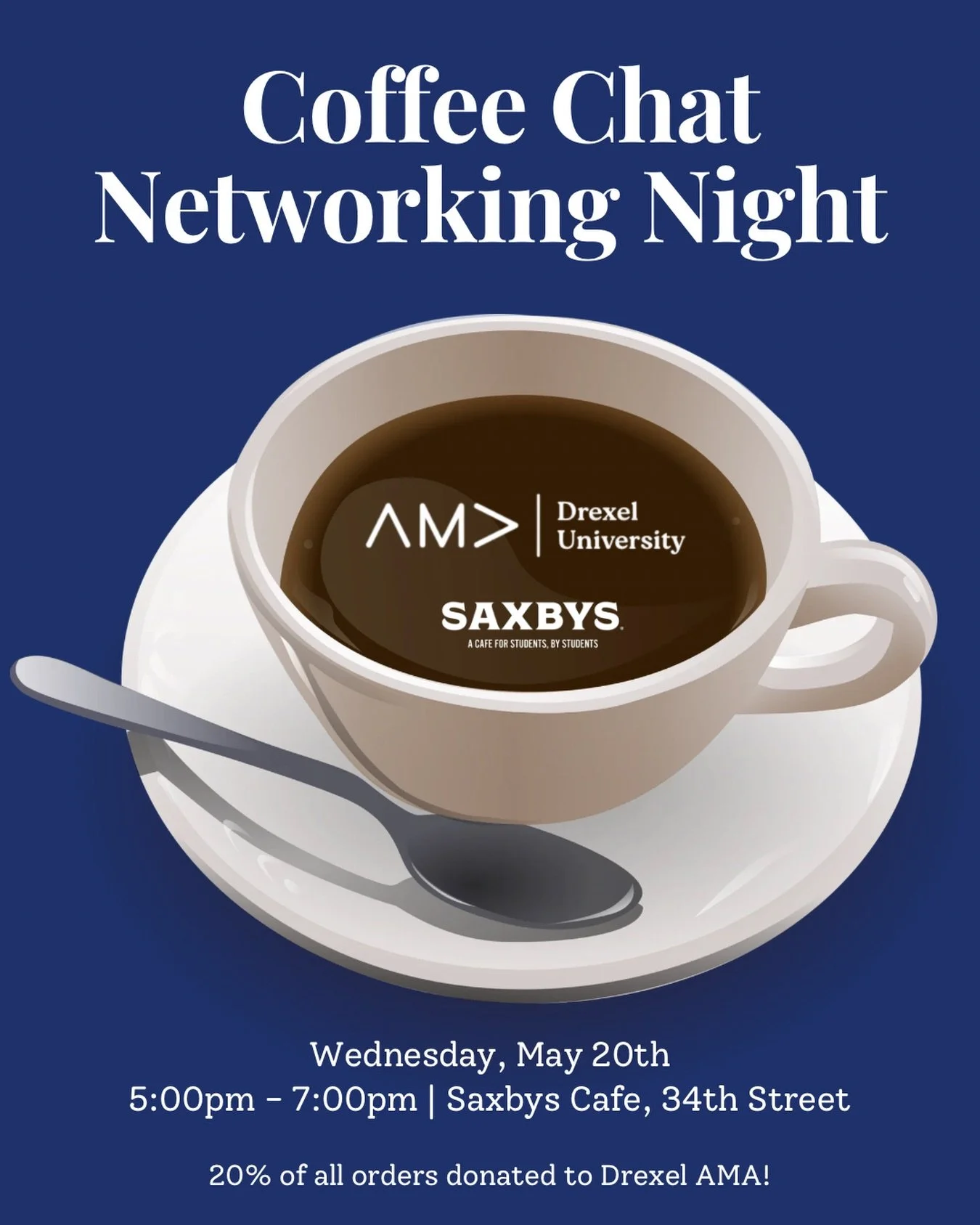 Good coffee + great people = the perfect networking combo ☕️🤎

Join us at Saxbys this Wednesday for our Coffee Chat Networking Event! Come connect, collaborate, and caffeinate with us.

#Networking #AmericanMarketingAssociation #Drexel #Saxbys
