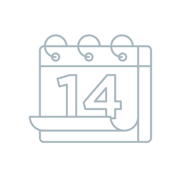 Outline of a calendar page displaying the date 14.