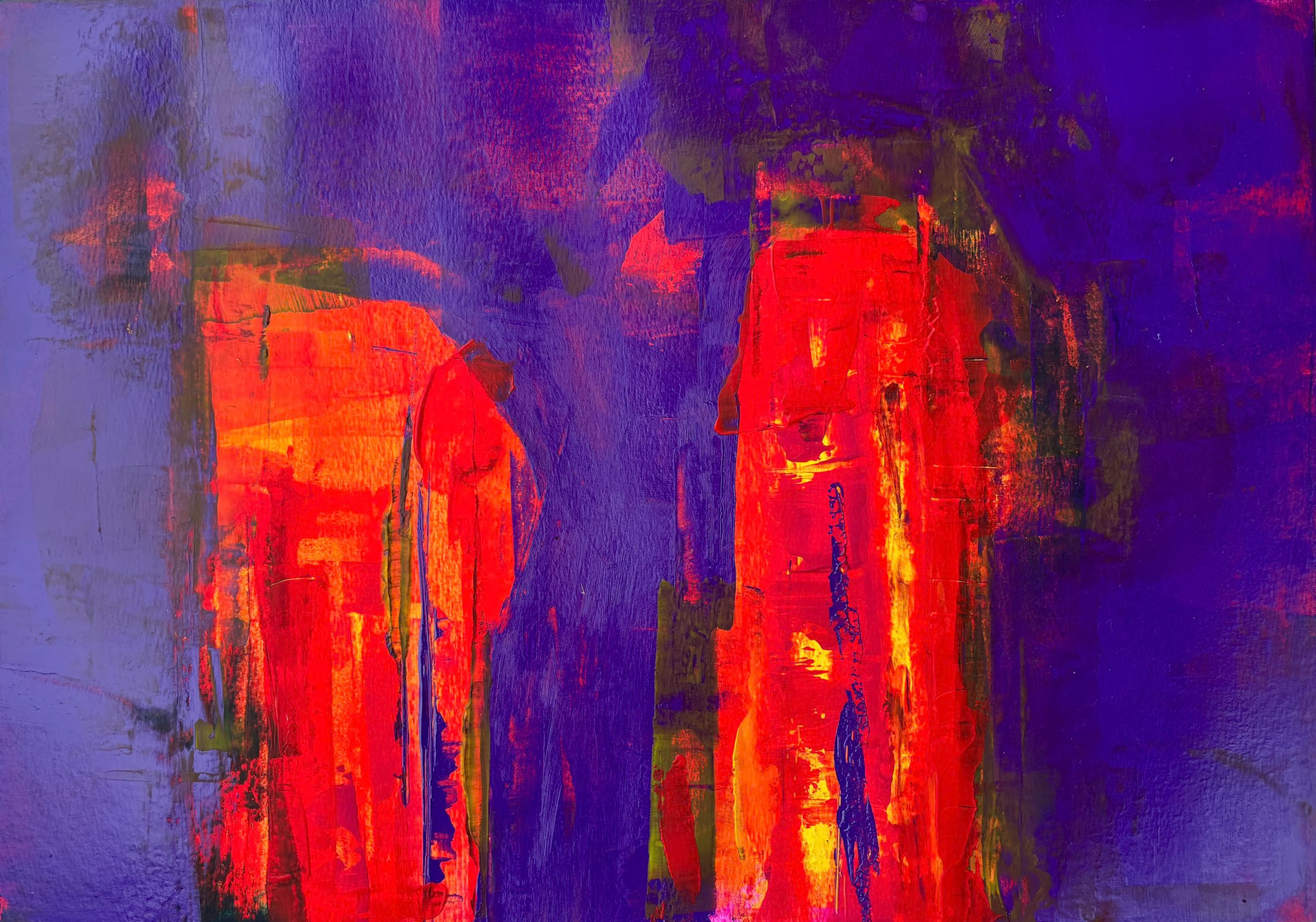 Ember Dusk, 2025 - mixed media on paper, 30x40 cm