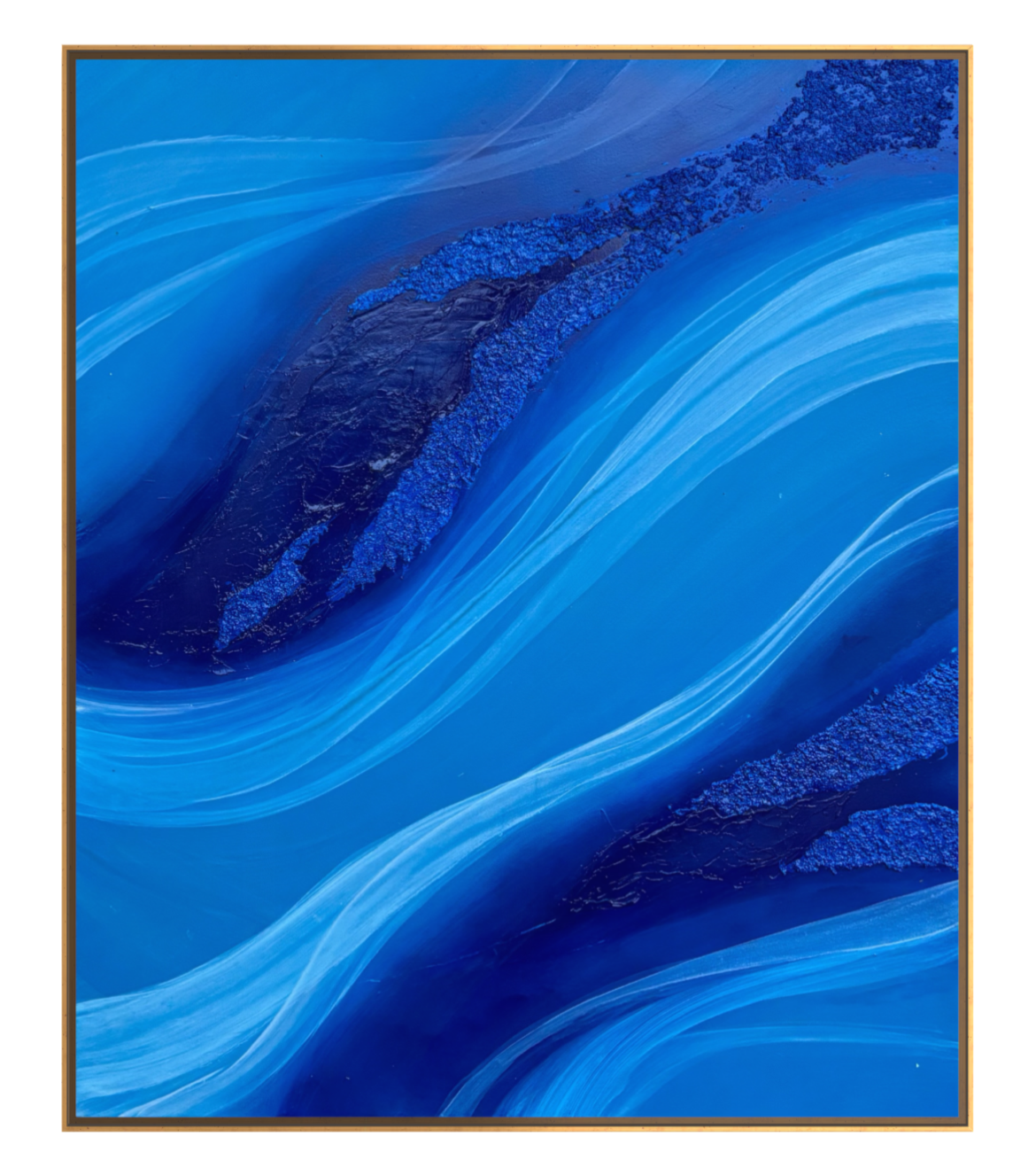 Abstract, textured painting by Janne de Boer - Nila Tirta, inspired by the deep and meaningful waters of Bali.