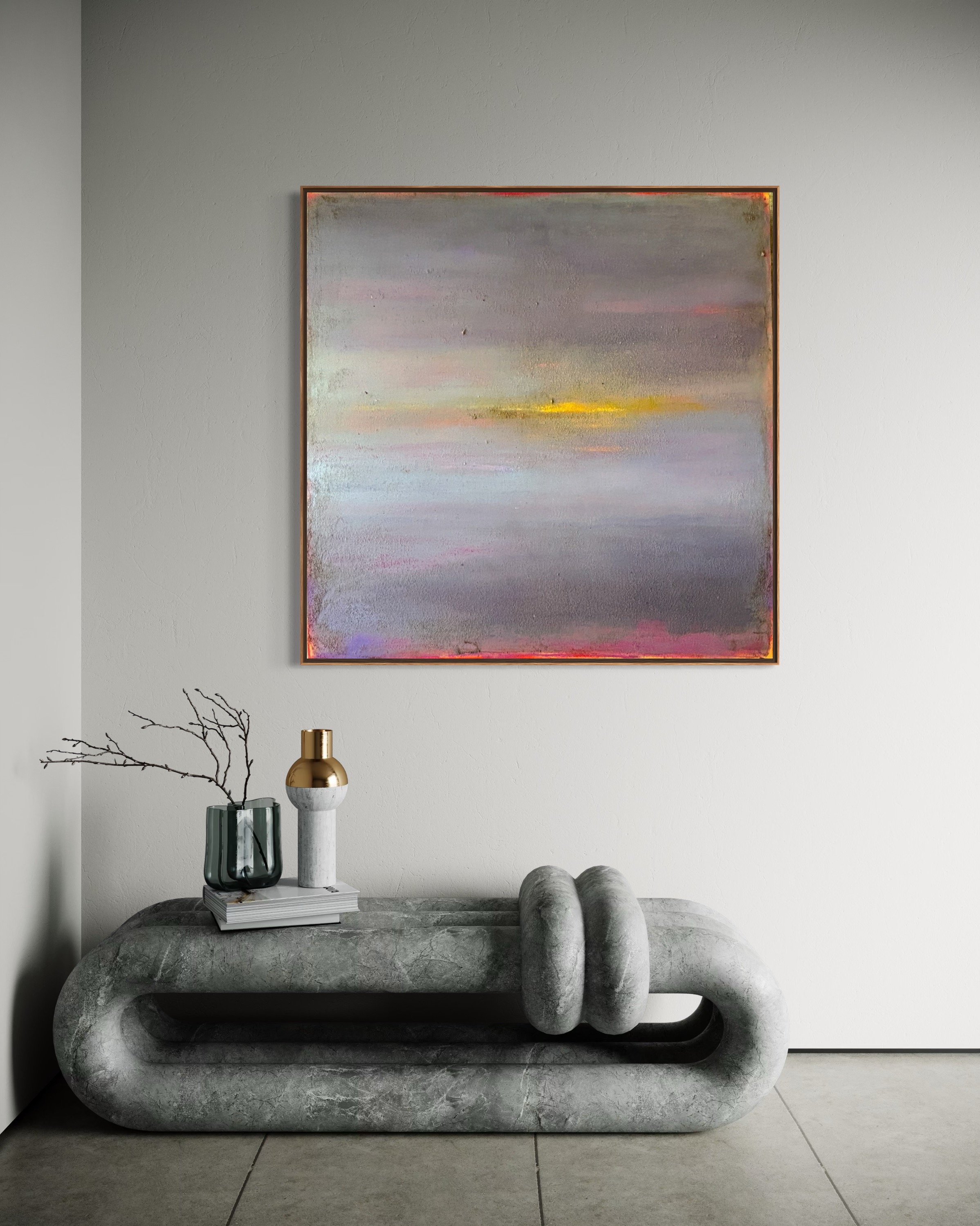 Evening, Muted, 2025 - mixed media on canvas, 120x120 cm