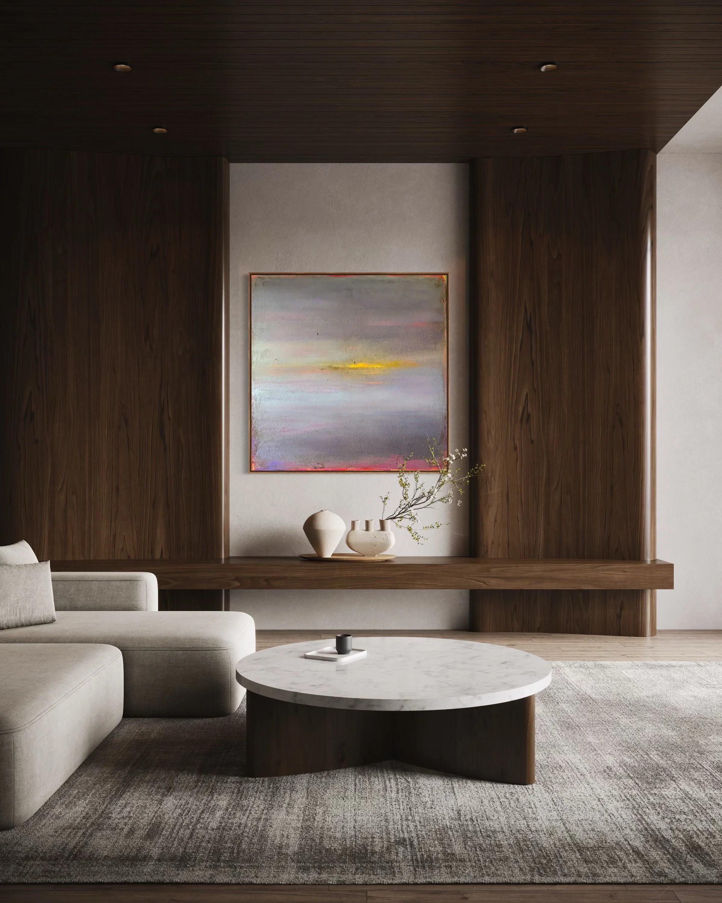 Evening, Muted, 2025 - mixed media on canvas, 120x120 cm