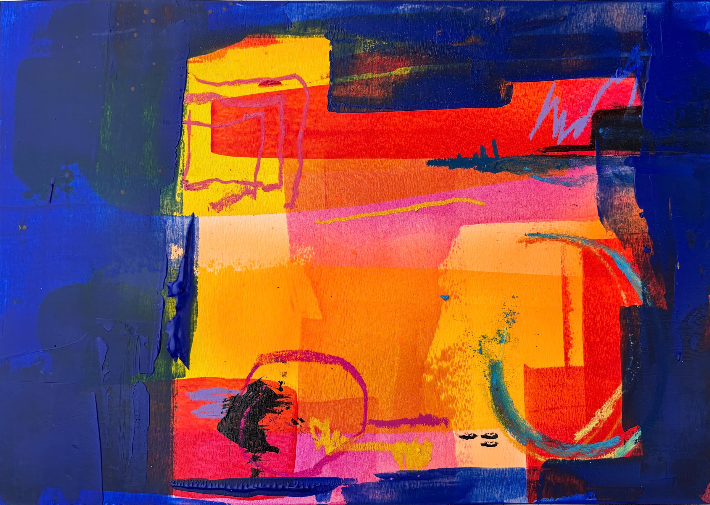 The Space Between, 2025 - mixed media on paper, 30x40 cm