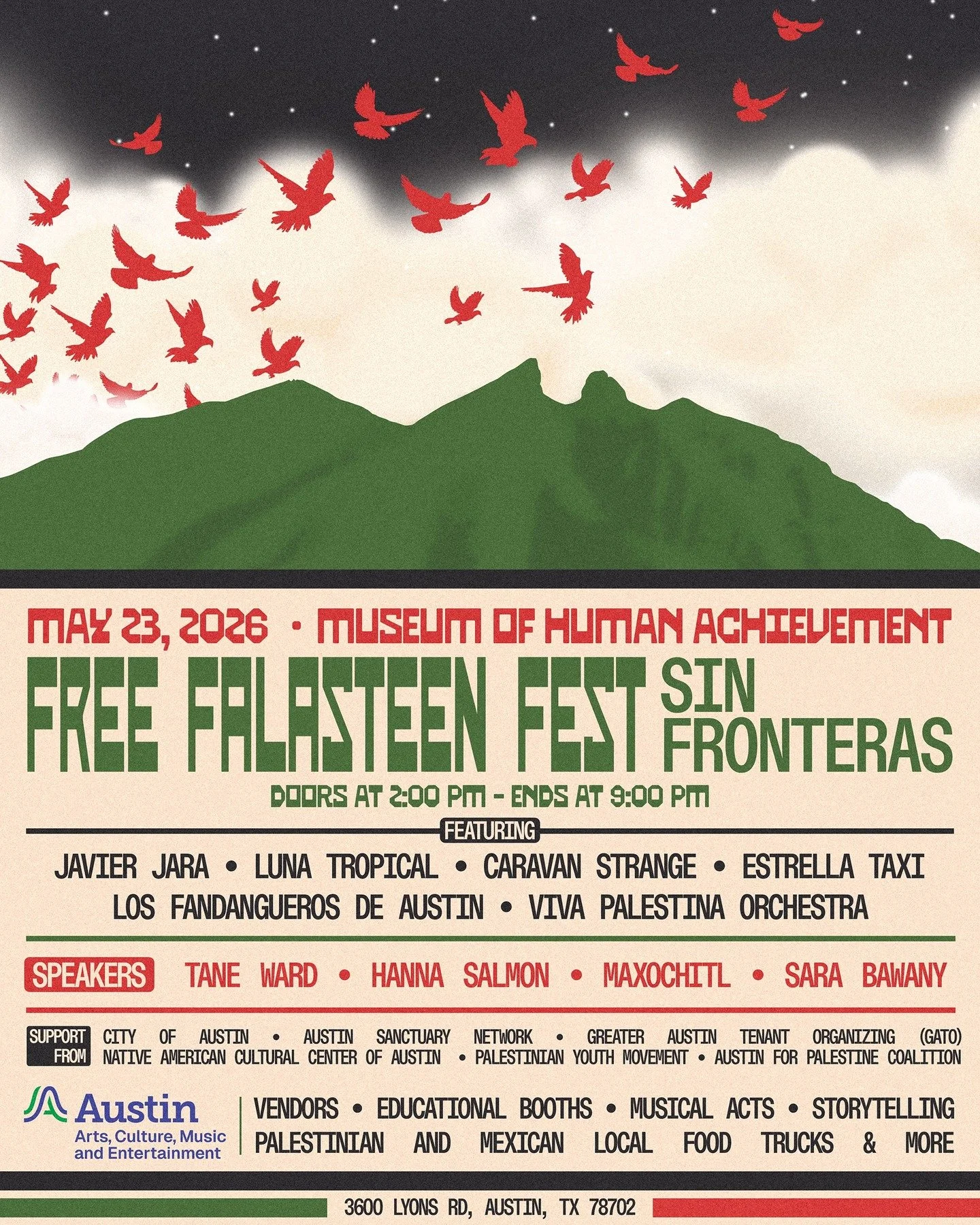 Tickets sales for Free Falasteen Fest (FFF) - Sin Fronteras are now live! 

Grab yours through the link in bio before they sell out.

Doors open at 2 PM for a full day of solidarity, music, local vendors, food, poetry, and community. We&rsquo;re exci