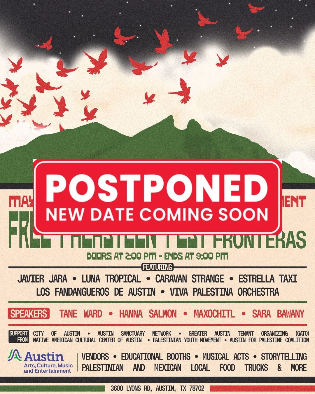 Due to an incoming severe weather system and a high probability of heavy rainfall and thunderstorms this weekend, we have made the difficult decision to reschedule our outdoor FFF event planned for this Saturday, May 23.
Our top priority is always th