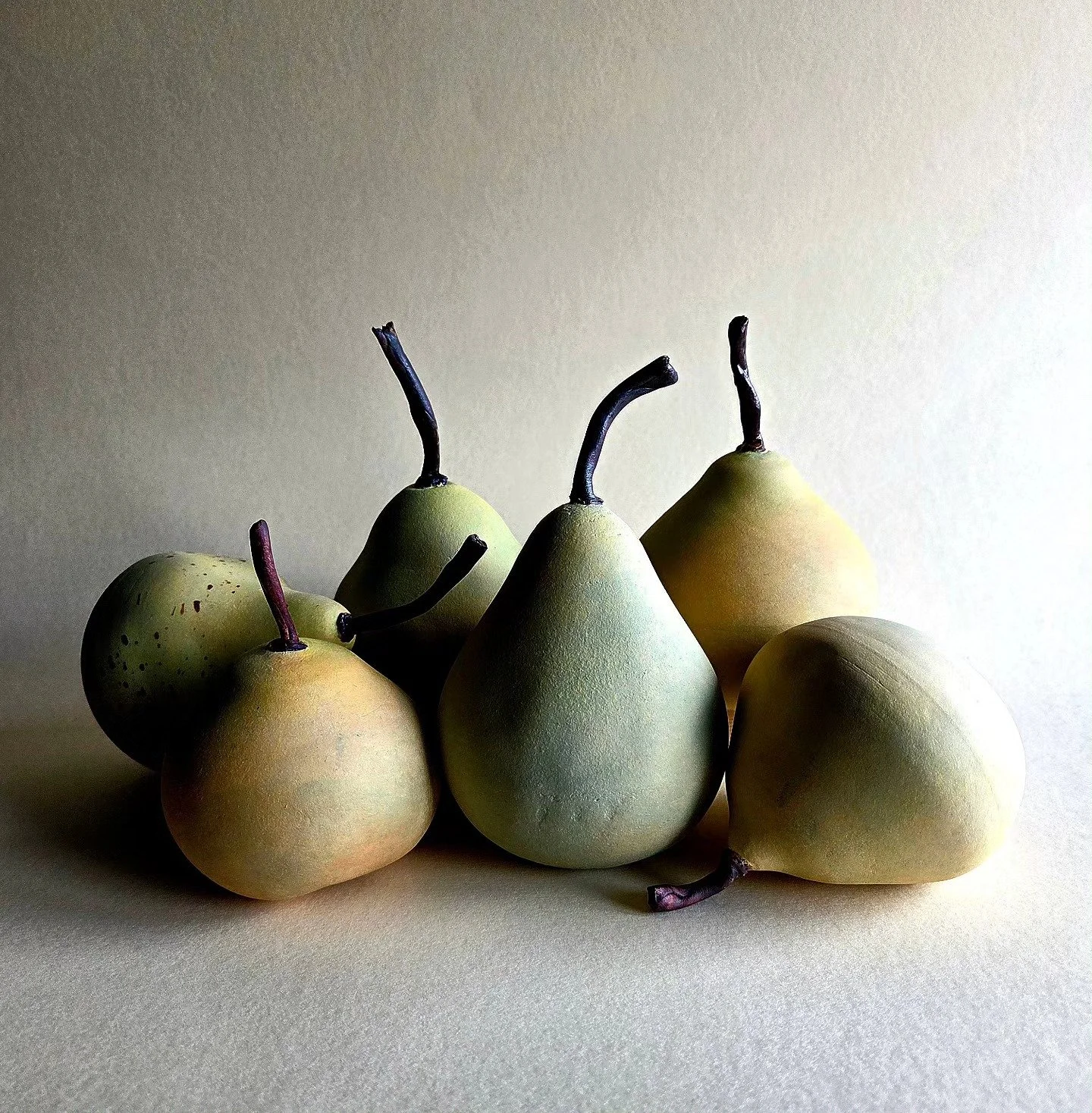 Pears. White Stoneware. Underglazed.
