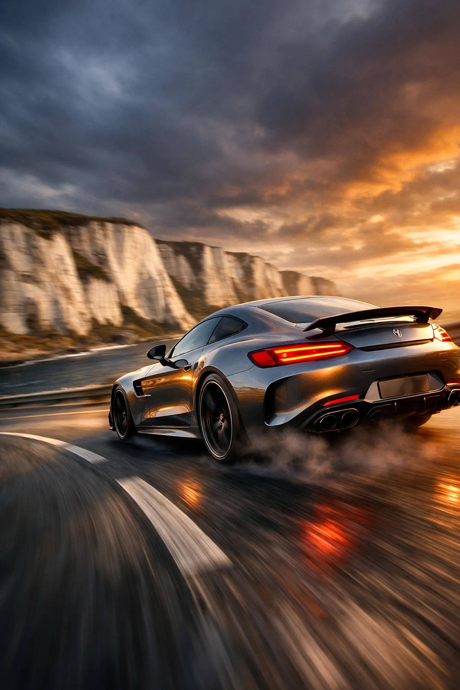 High-performance car accelerating on a Kent road showing improved throttle response after a Stage 1 remap.