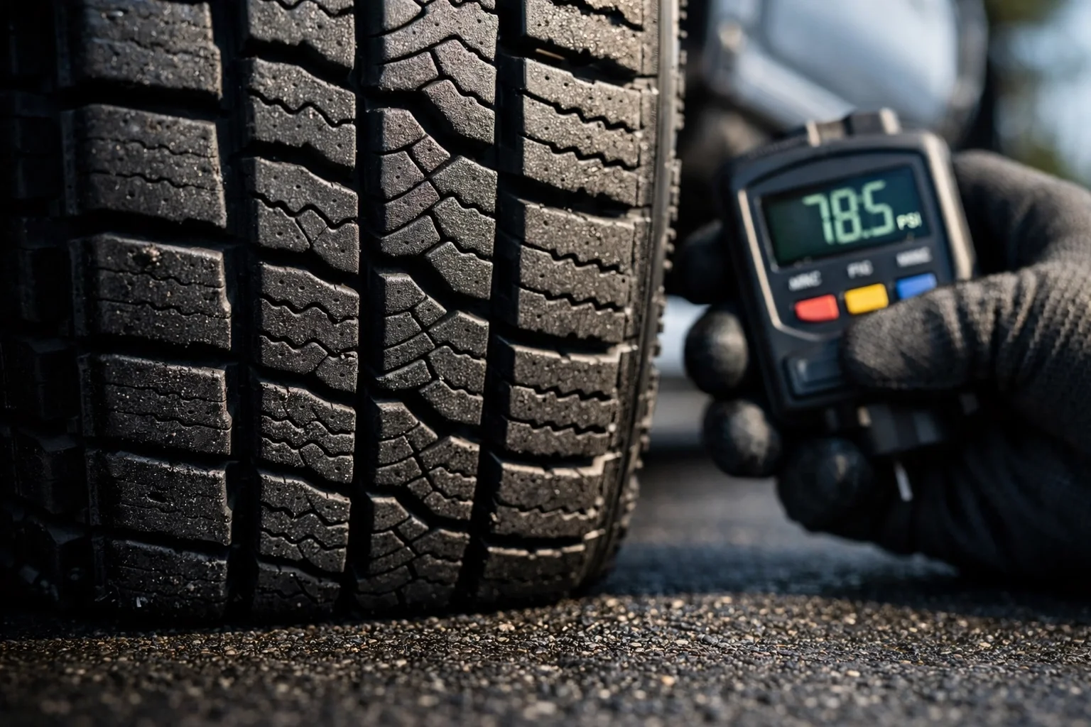 Checking van tire pressure to improve fuel economy and reduce operational costs for Kent fleets.