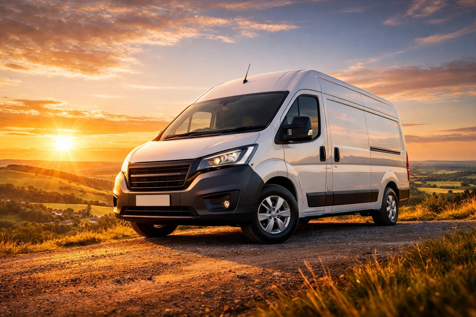 A commercial van overlooking the Kent countryside, representing reliable mobile van tuning services.