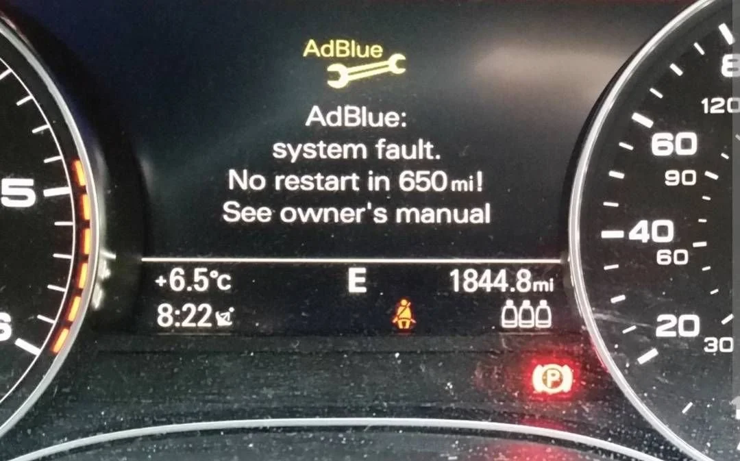 AdBlue dashboard warning light showing no start countdown fix Kent