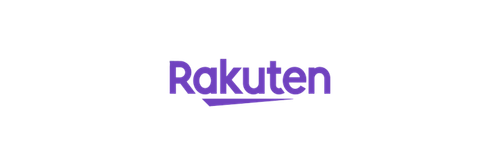 Rakuten logo in purple text on a white background.