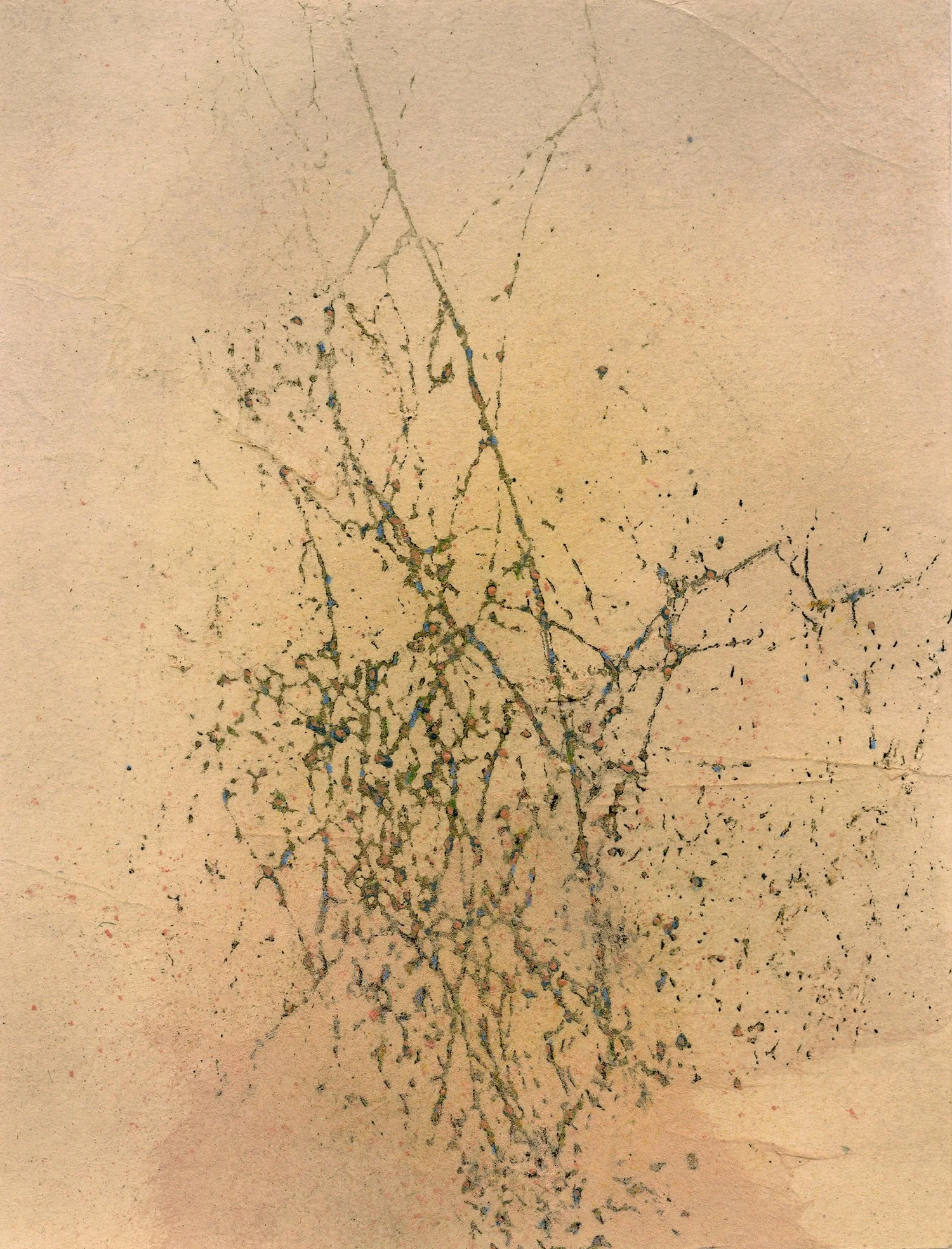 Deep in the Woods 190, Altered Collaged Woodcut, 6"x 9