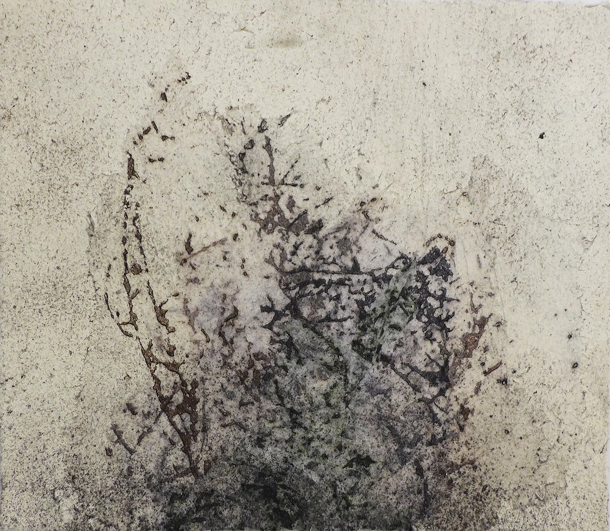 Deep in the Woods 69 • Collaged Woodcut on Japanese Paper • 8" x 8"