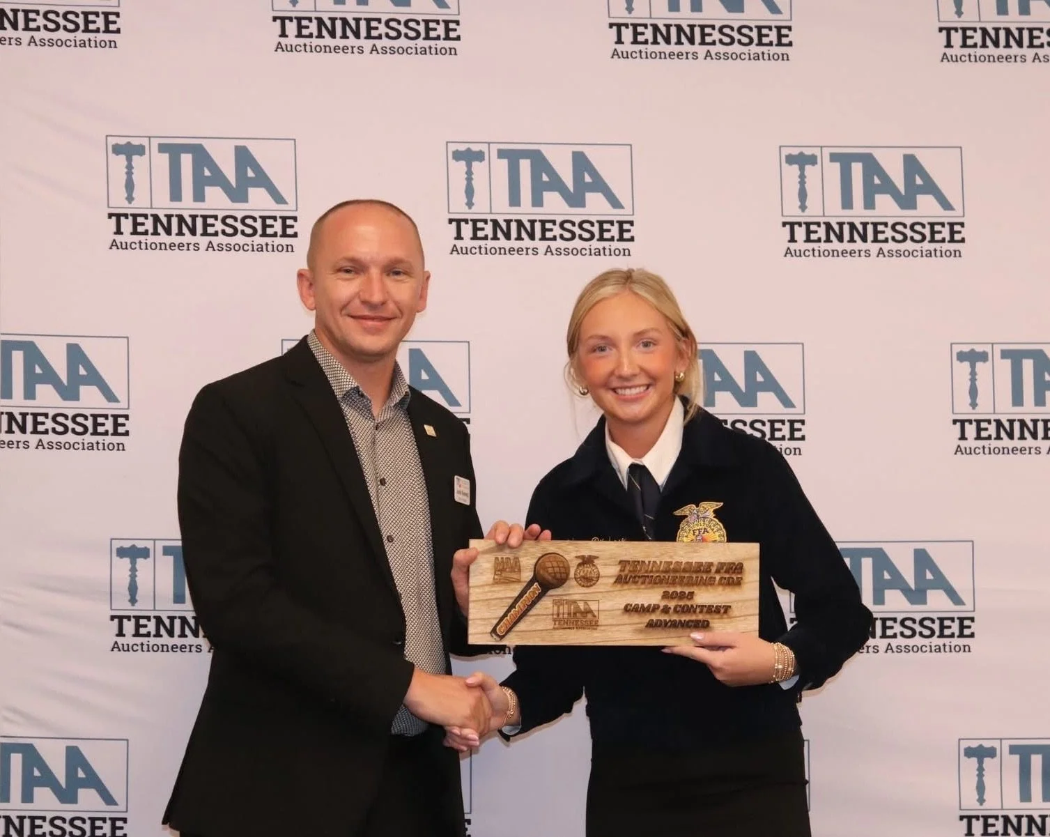 Winning the inaugural Tennessee FFA State Auctioneering Competition — a moment that marked the beginning of something bigger. Honored to take the title, represent my passion, and carry that momentum forward in the auction industry.