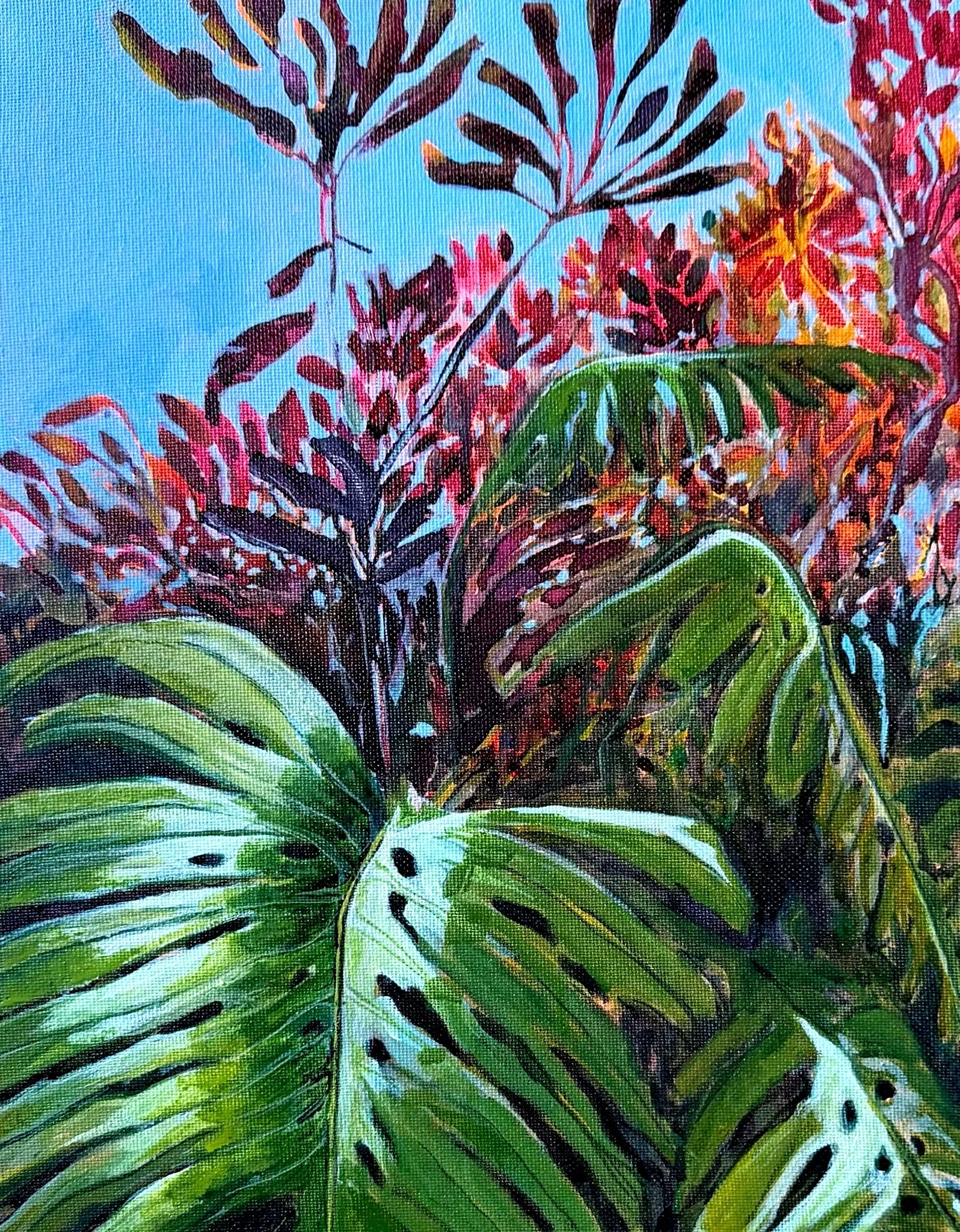 Monsterra - ink on canvas