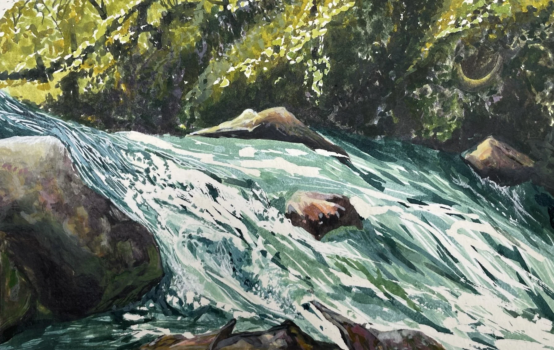 Aberglaslyn Rocks - mixed media