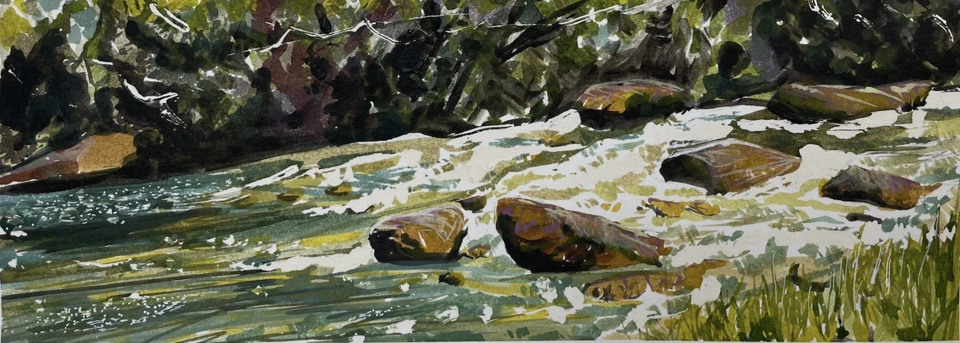 Dwyfor on a rainy day in July - ink on 300gsm