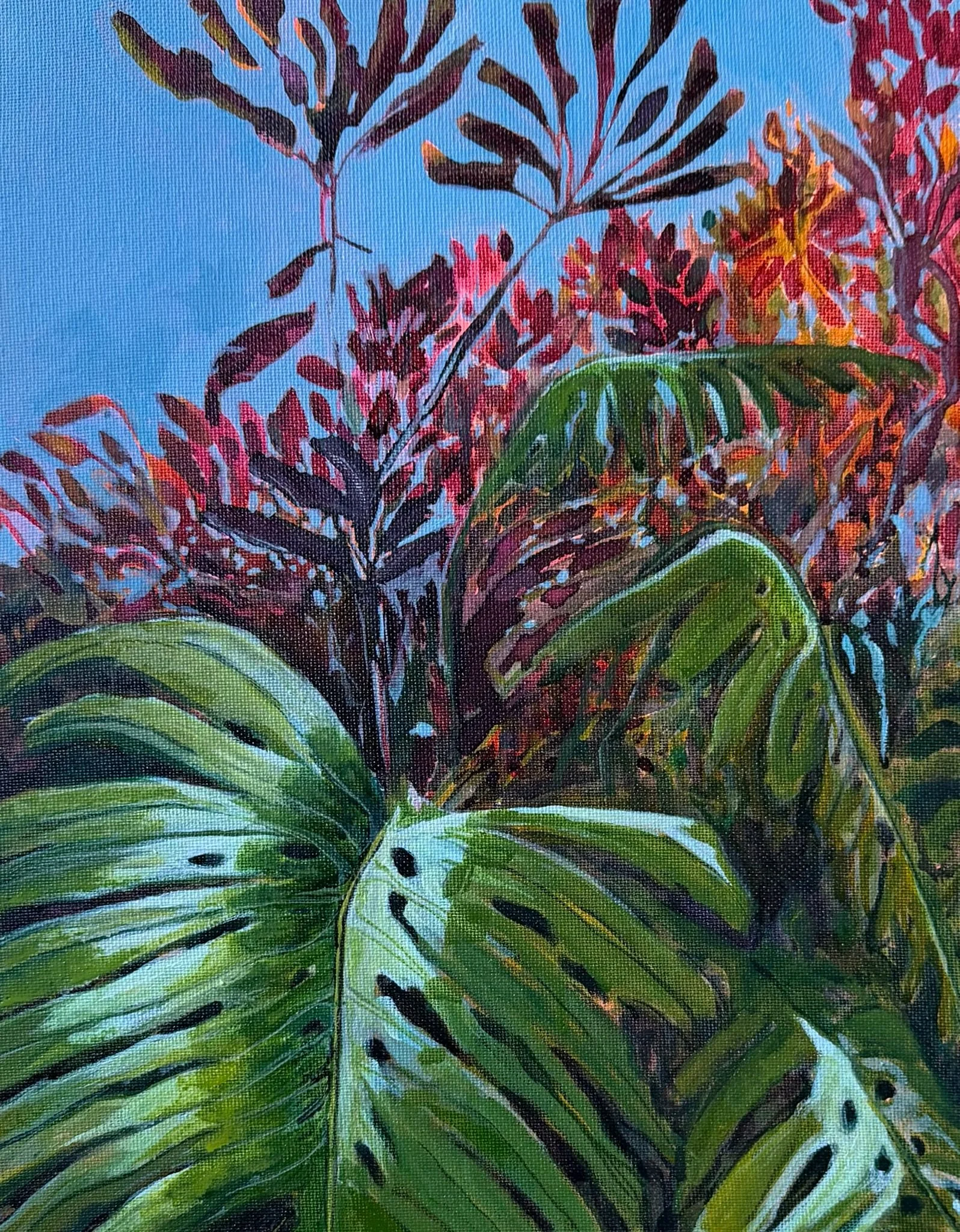 Monsterra - ink on canvas