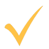 A gold check mark on a white background
