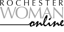 Rochester Woman Online logo with black and gray text