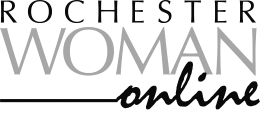 Rochester Woman Online logo in black and gray text on a white background