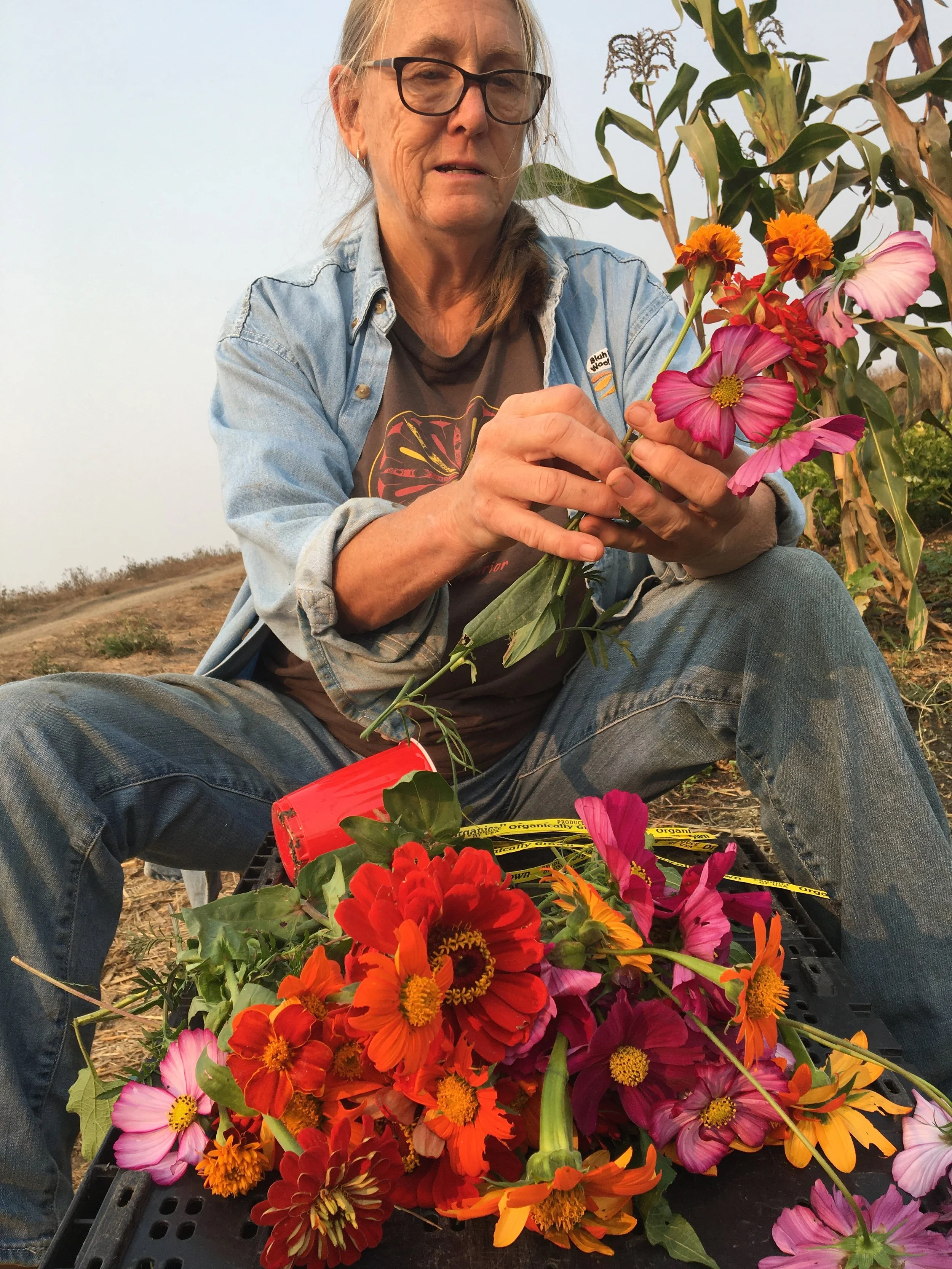 DeniseBunchingFlowers.JPG