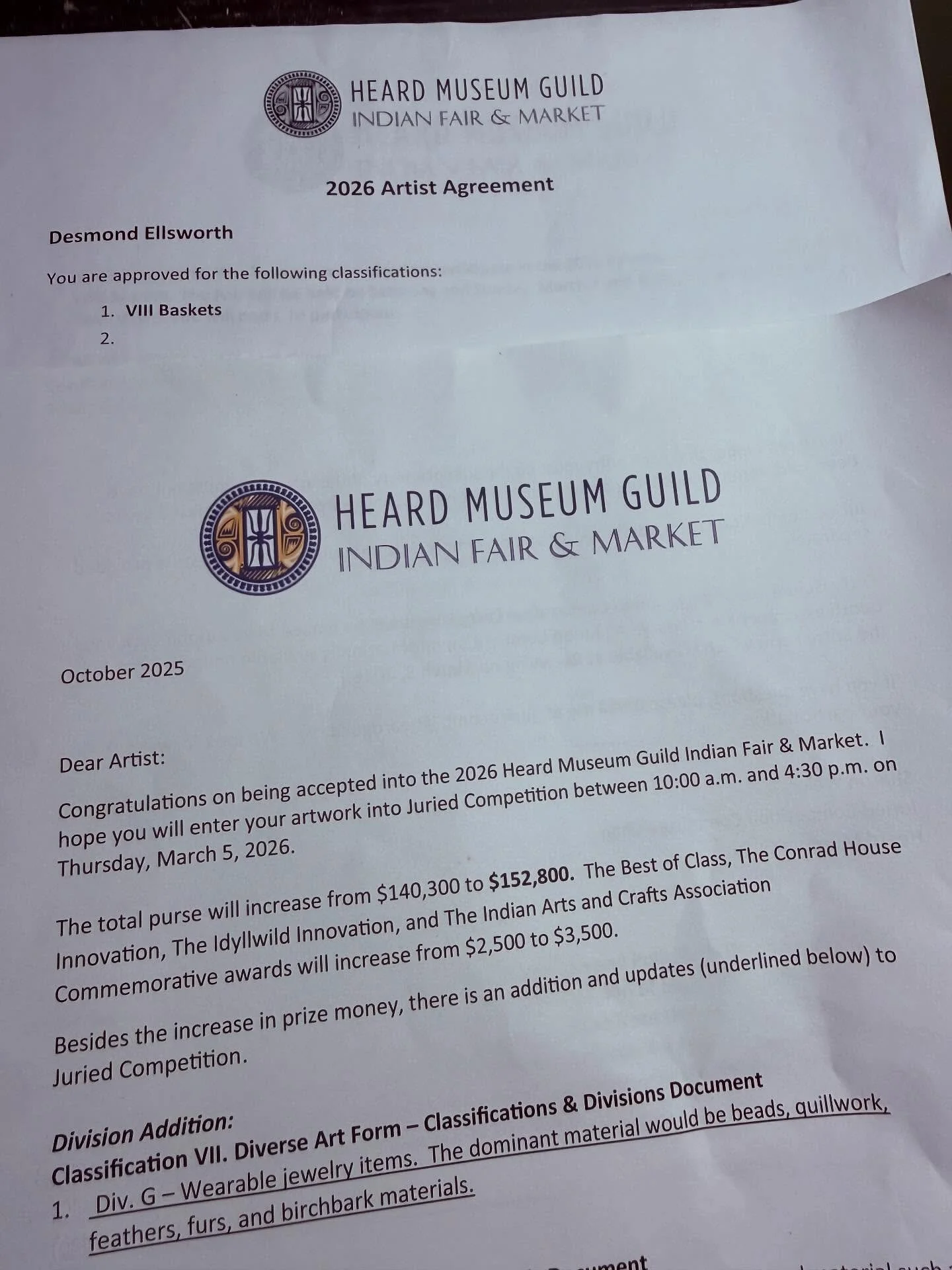 I&rsquo;m honored to share that I&rsquo;ve been accepted into the Heard Museum Guild Indian Fair &amp; Market! To represent the Nansemond Indian Nation and showcase my basketry at one of the nation&rsquo;s top Native art markets is truly a dream come