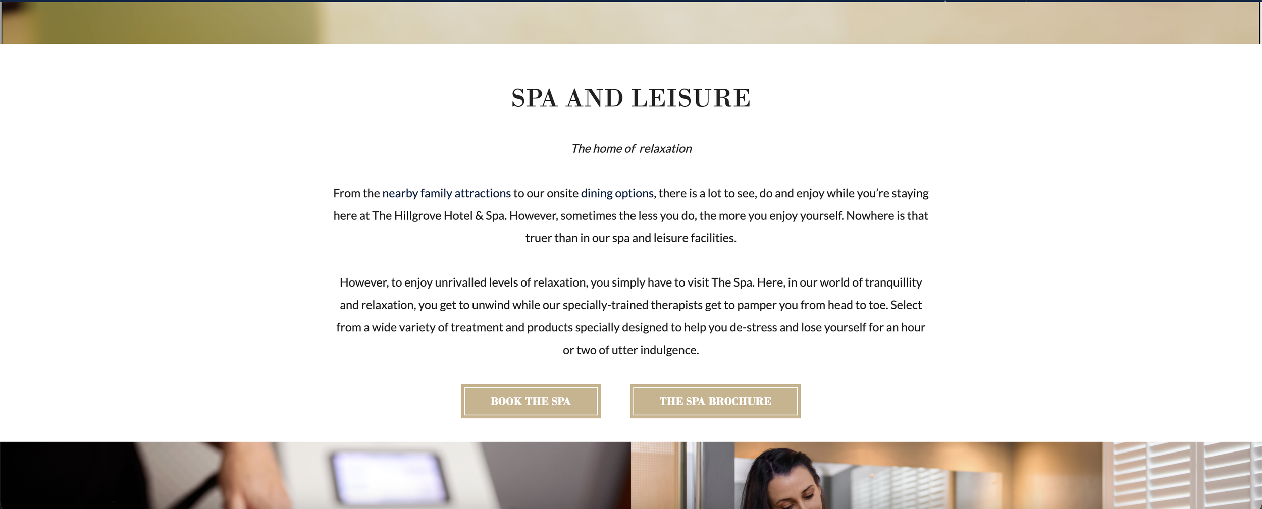 An short but expertly crafted overview of the spa facilities available at the Hillgrove Hotel.
